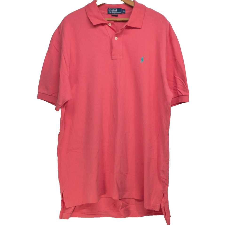 Vintage Y2K POLO RALPH LAUREN Men's Cotton Polo Shirt XL Pink Cotton Ivy Preppy